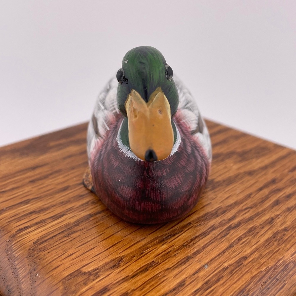 Wooden Trinket Box Duck Mallard Figurine Lid Keepsake Jewelry Storage - Picture 7 of 10